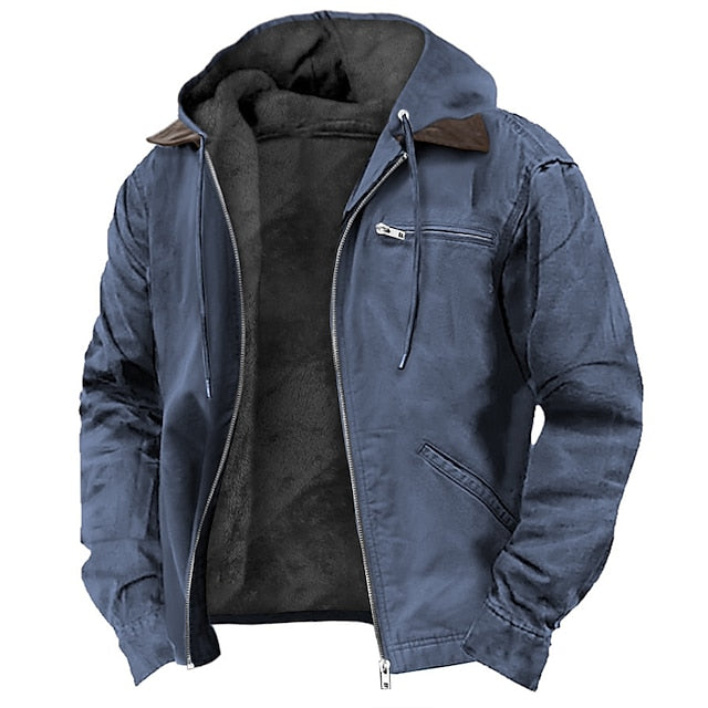 Dario | Men's Hooded Zip Front Jacket with Fleece Lining