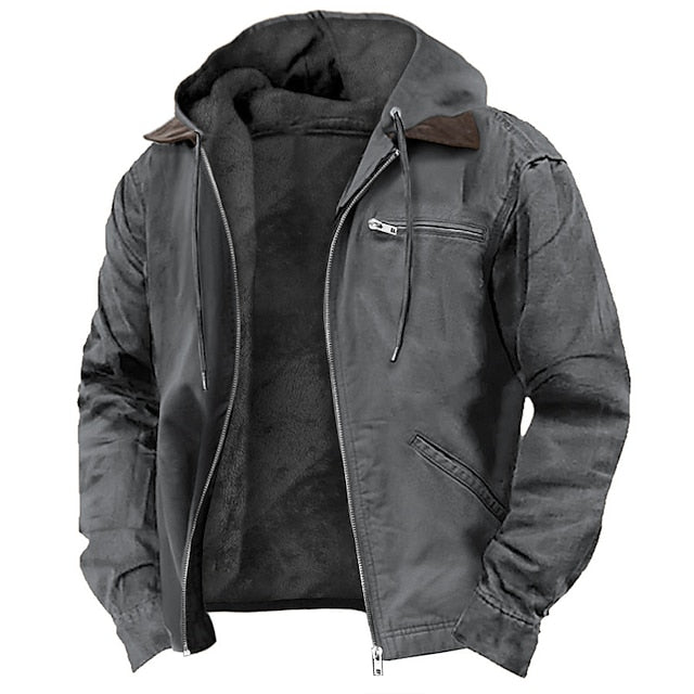 Dario | Men's Hooded Zip Front Jacket with Fleece Lining