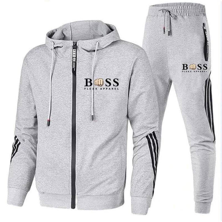 Cavell | Men's Stripe Hoodie and Sweatpants Set with Letter Prints