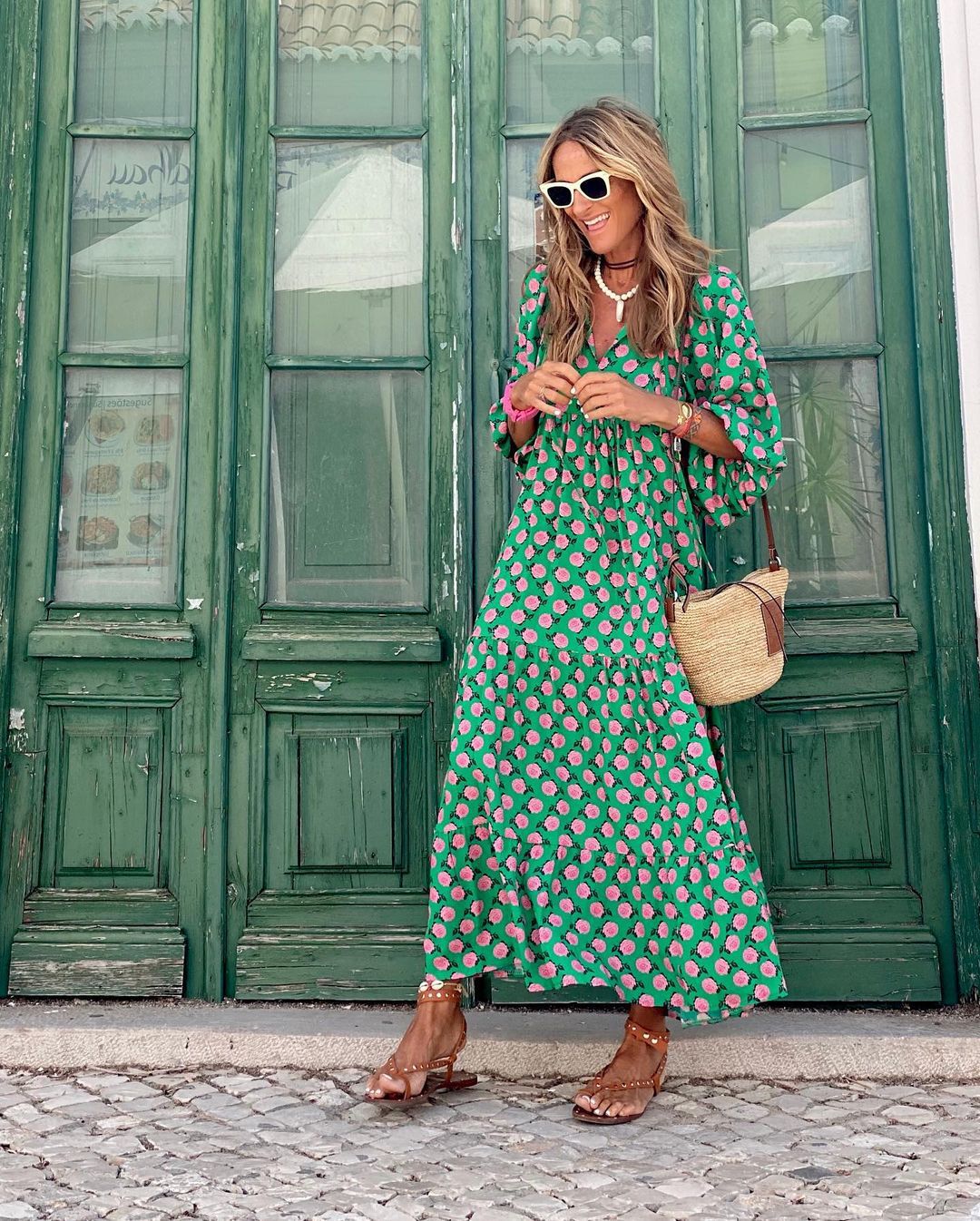 Ophira | Women's Puff Sleeve Boho Dress with V-neckline