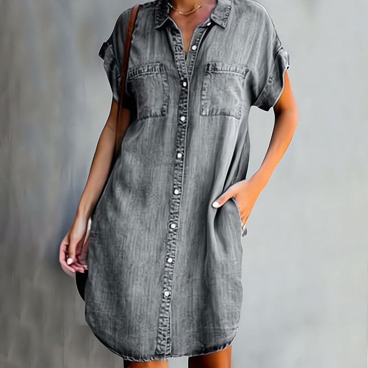 Thalia | Women’s Denim Button-Front Shirt Mini Dress