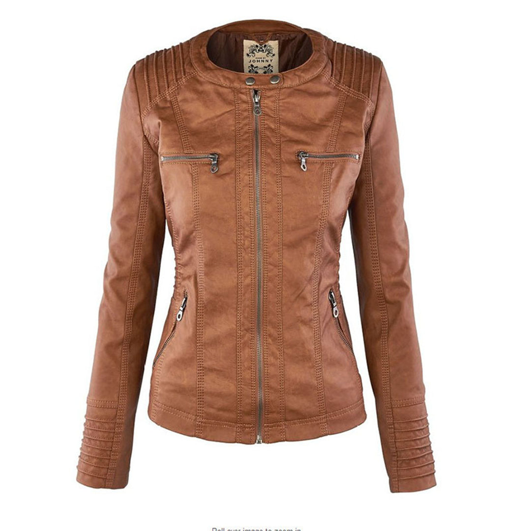 Loxley | Women's Hooded Leather Jacket with Drawstring