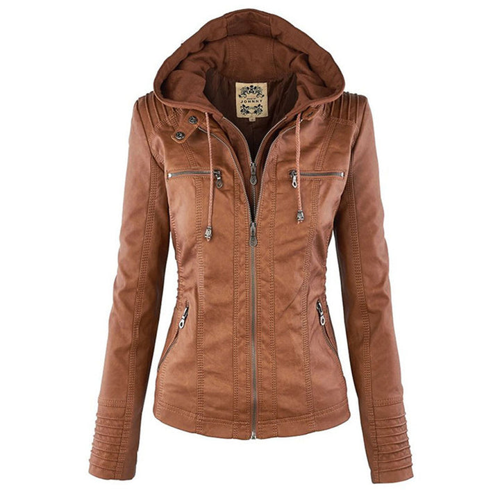 Loxley | Women's Hooded Leather Jacket with Drawstring