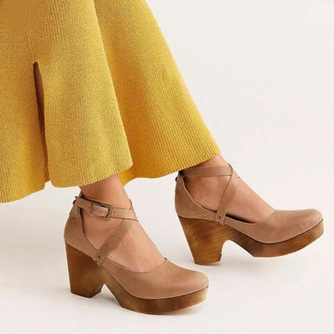 Torelle | Women's Ankle Strap Leather Shoes with High Heels