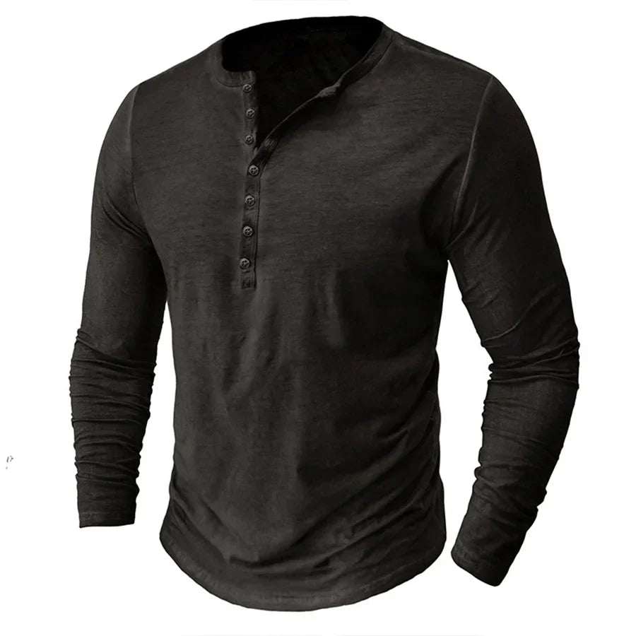 Theo | Men’s Long Sleeve Henley Shirt with Soft Cotton
