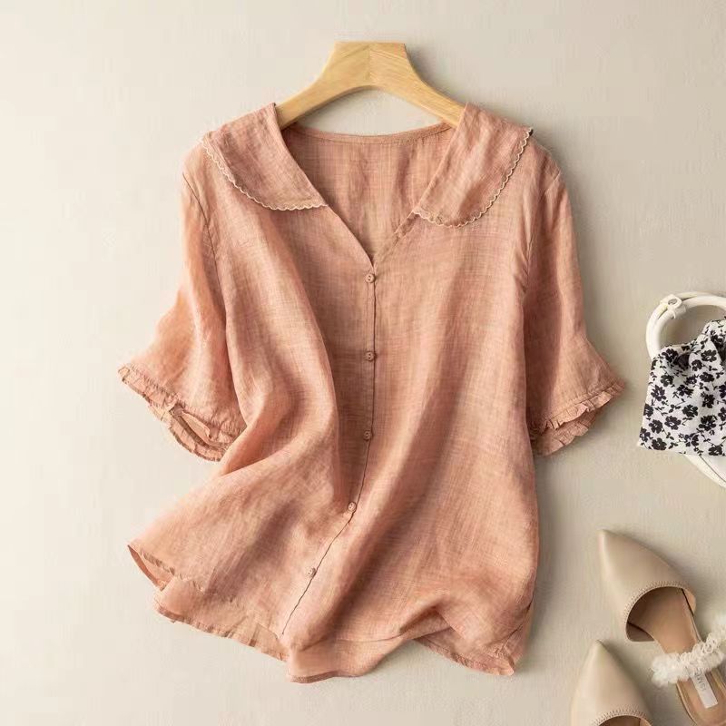 Odessa | Women's Vintage Style Button Detail Blouse with Collar