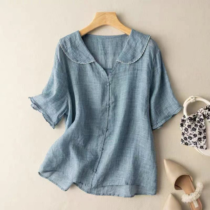 Odessa | Women's Vintage Style Button Detail Blouse with Collar