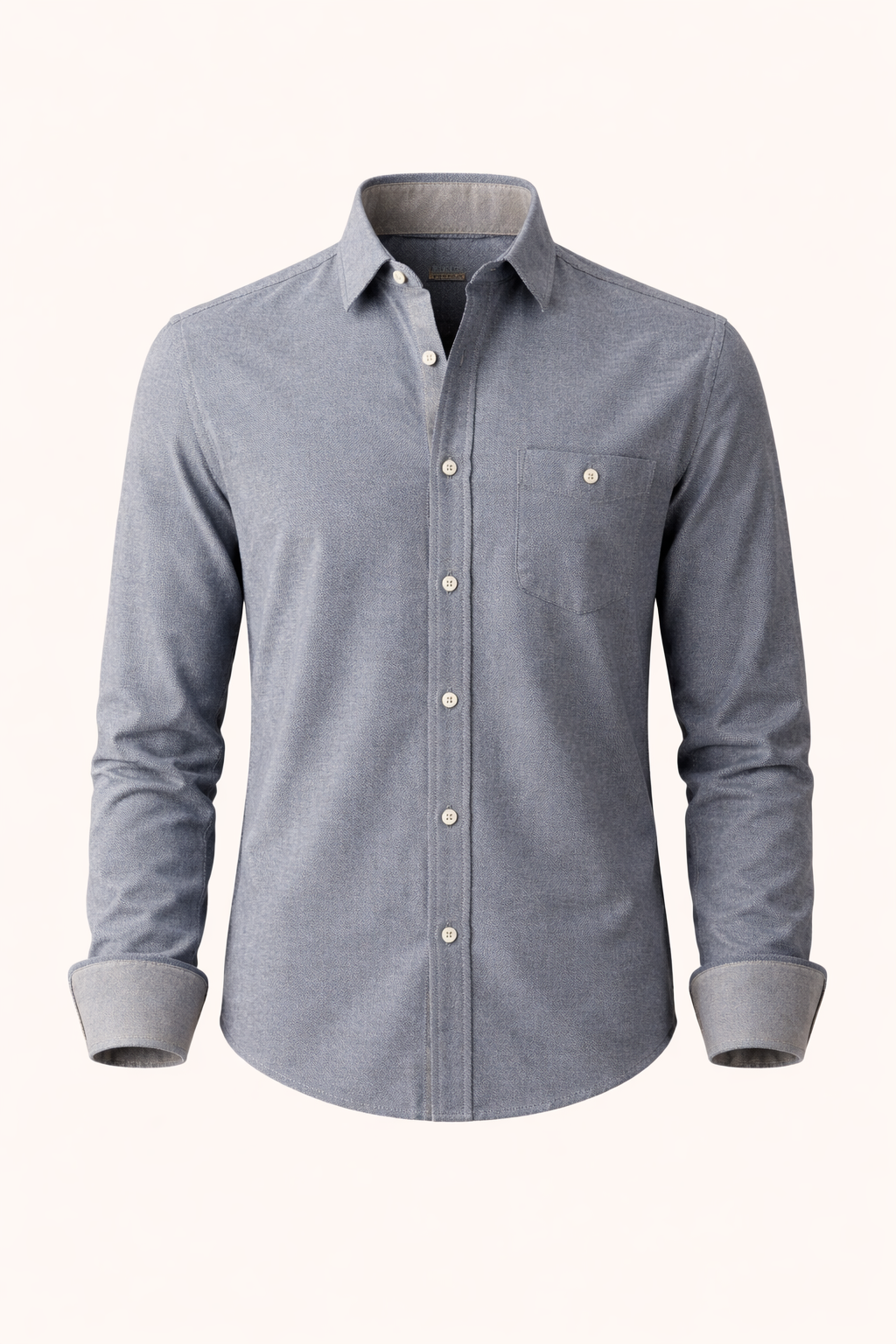 Men’s Textured Button-Down Long Sleeve Shirt
