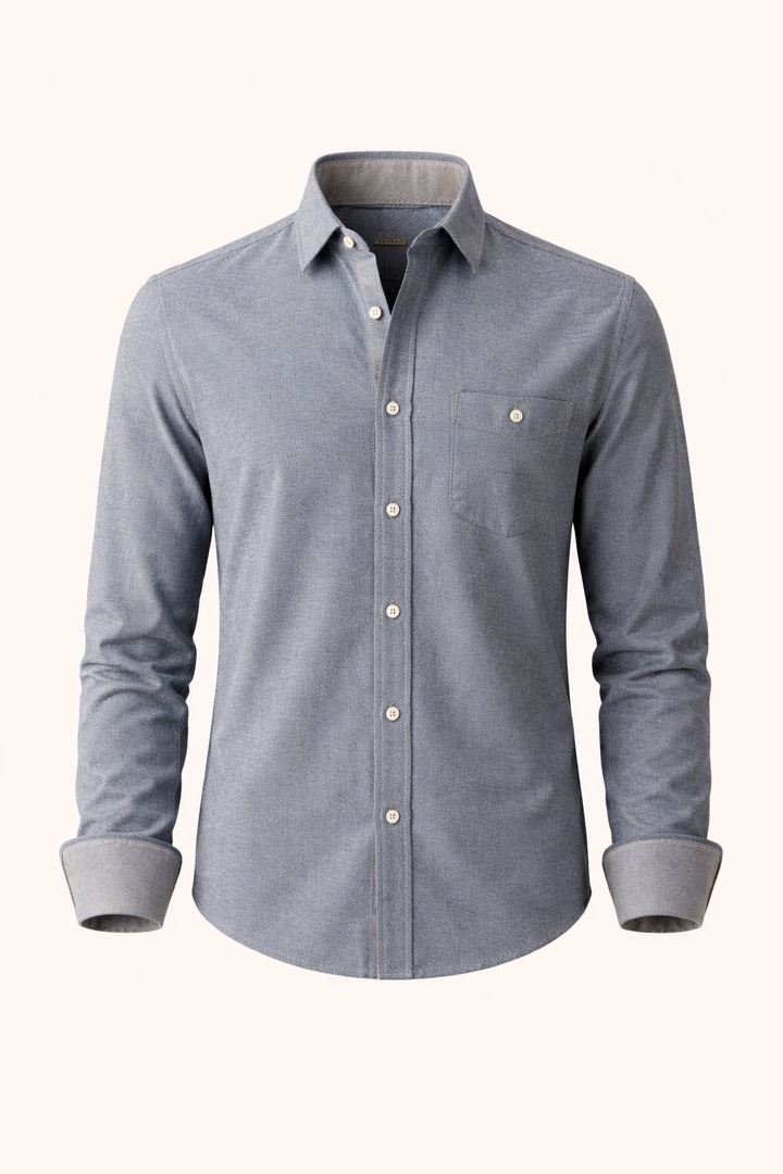 Men’s Textured Button-Down Long Sleeve Shirt