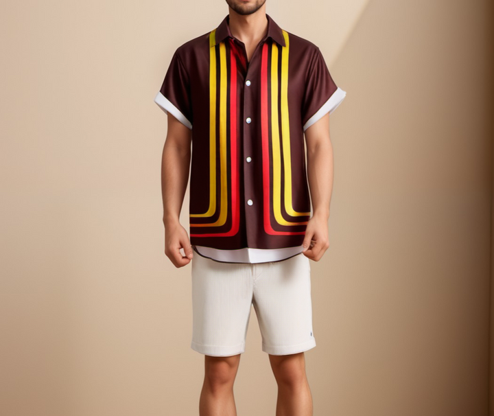 Gino | Men’s Retro Short Sleeve Summer Shirt with Striped