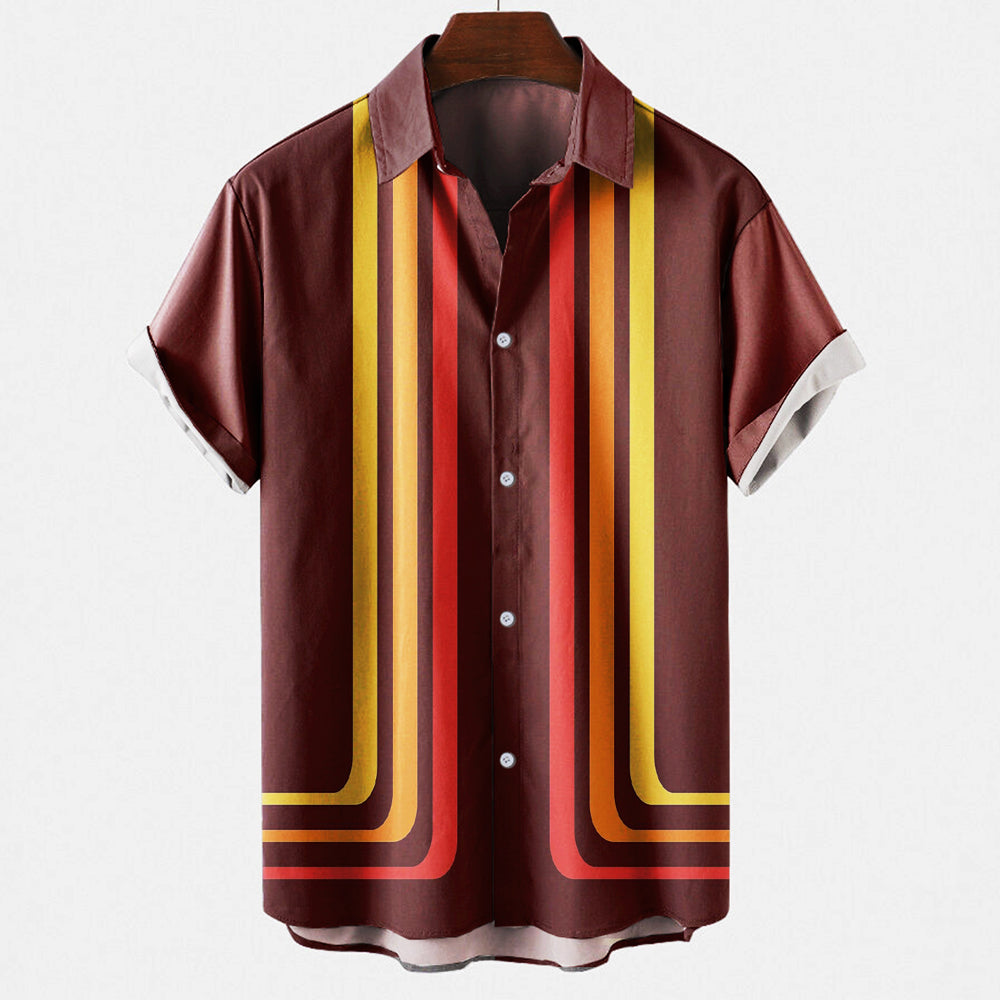 Gino | Men’s Retro Short Sleeve Summer Shirt with Striped