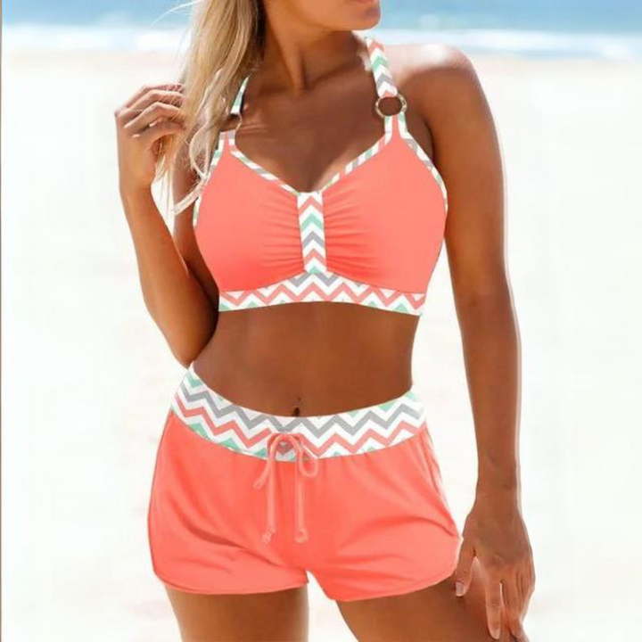 Vireya | Women's V Neck Bikini Top with High Waist Swim Shorts