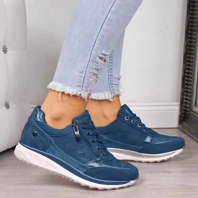Sienna | Women’s Casual Lace-Up Sneakers with Side Zipper