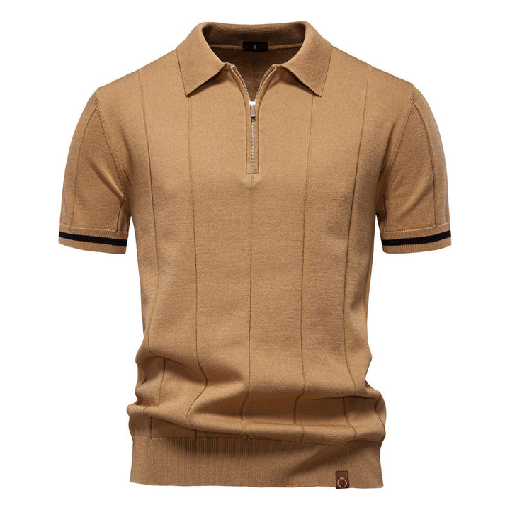 Gunther | Men’s Ribbed Short Sleeve Polo Shirt with Half Zip