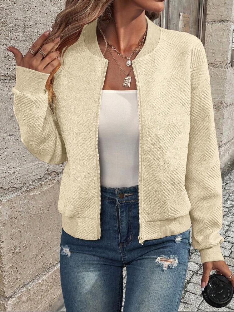 Dora | Women’s Textured Bomber Jacket with Zipper