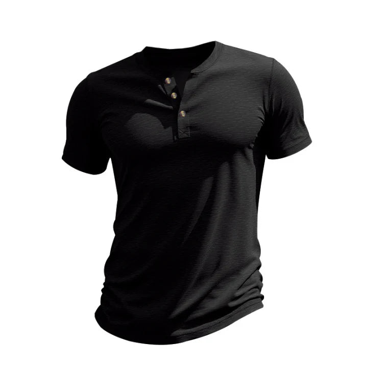 Jaren | Men’s Casual Henley T-shirt with Buttons and Crewneck