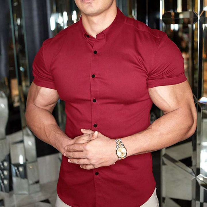 Gareth | Men’s Slim Fit Short Sleeve Shirt with Buttons
