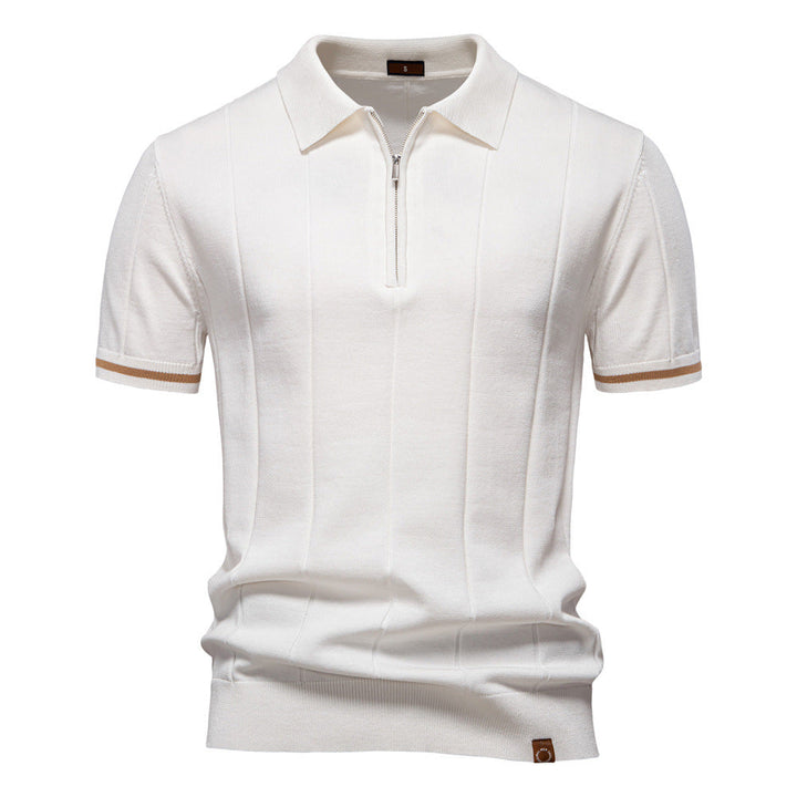 Gunther | Men’s Ribbed Short Sleeve Polo Shirt with Half Zip