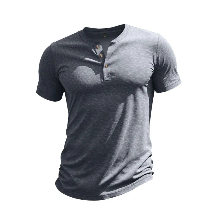 Jaren | Men’s Casual Henley T-shirt with Buttons and Crewneck