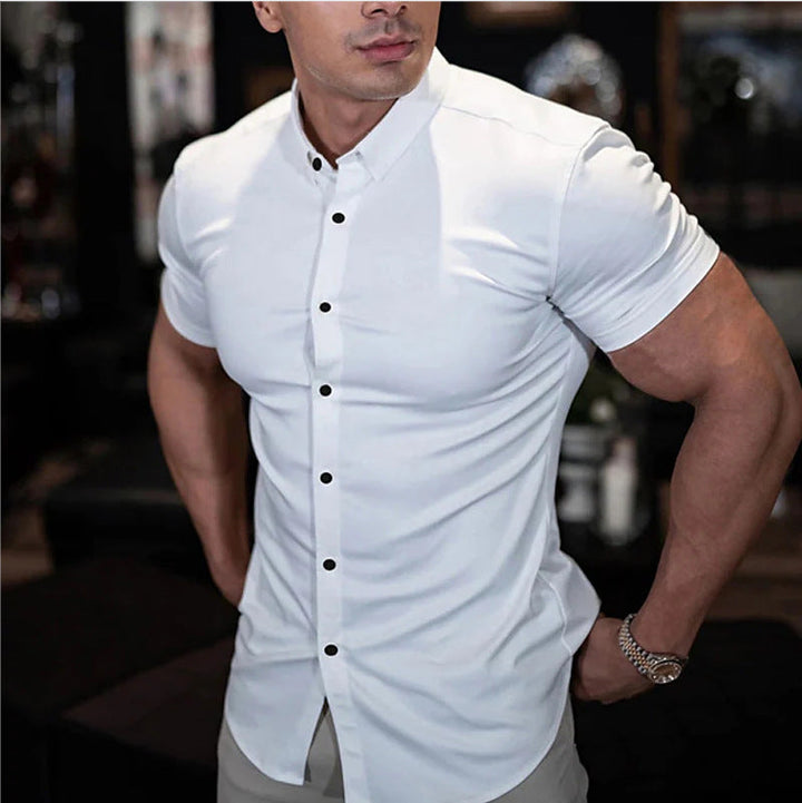 Gareth | Men’s Slim Fit Short Sleeve Shirt with Buttons