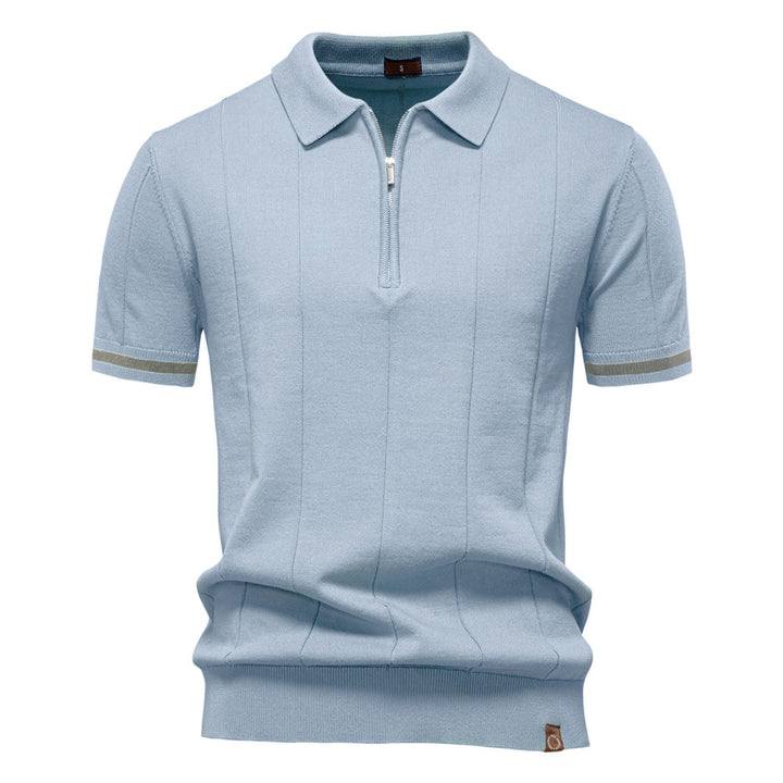Gunther | Men’s Ribbed Short Sleeve Polo Shirt with Half Zip