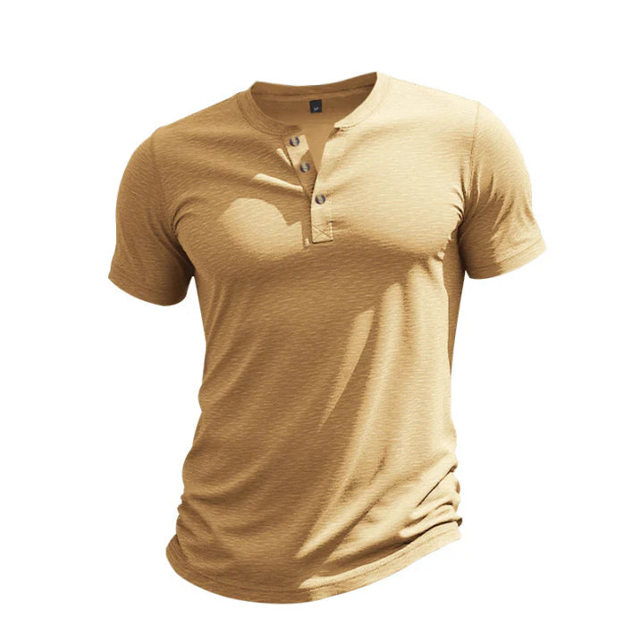 Jaren | Men’s Casual Henley T-shirt with Buttons and Crewneck
