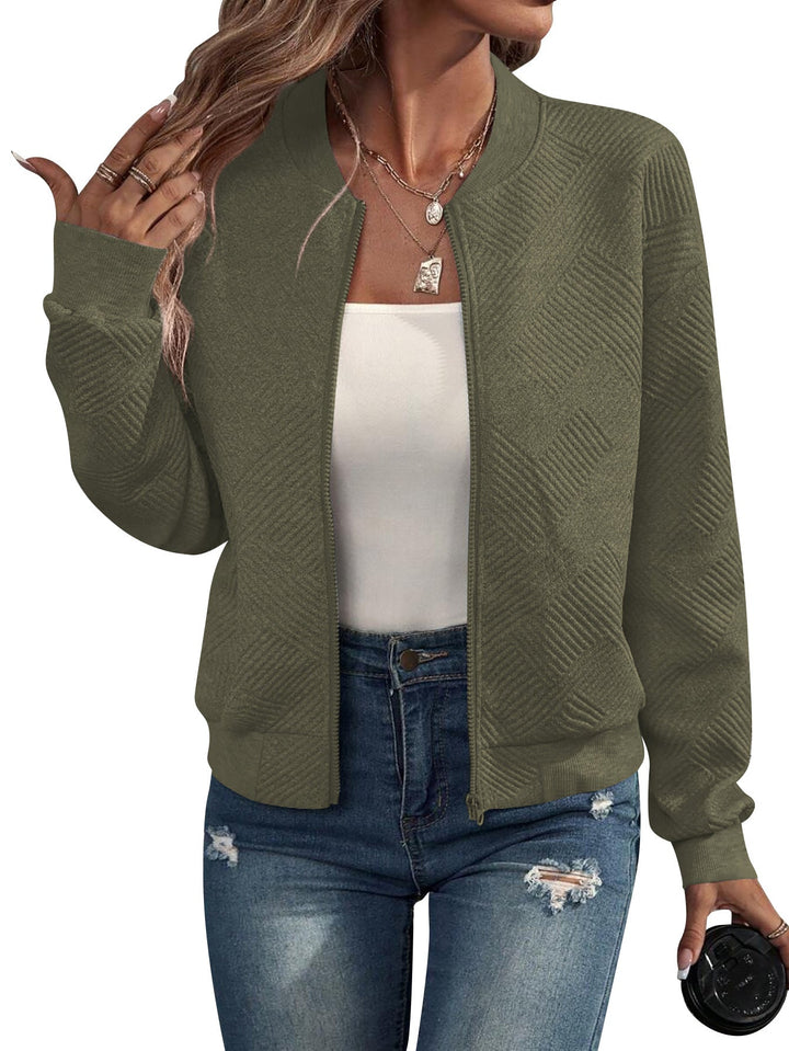 Dora | Women’s Textured Bomber Jacket with Zipper