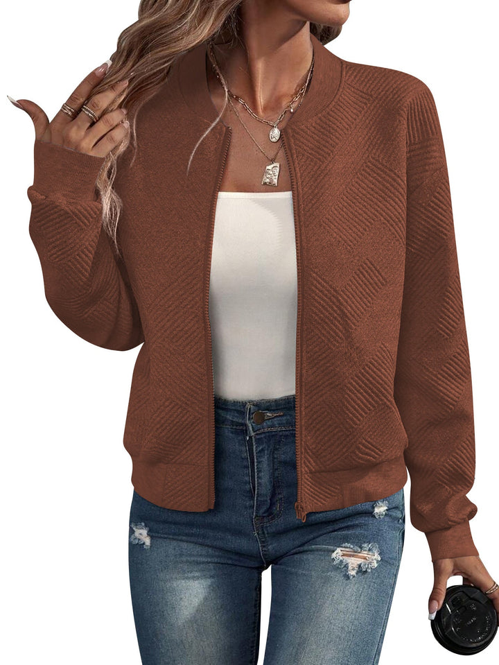 Dora | Women’s Textured Bomber Jacket with Zipper