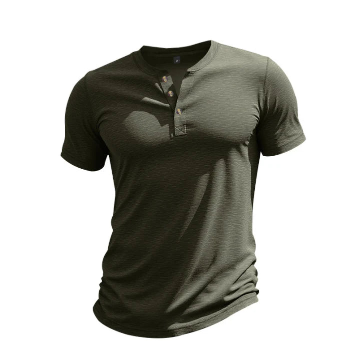 Jaren | Men’s Casual Henley T-shirt with Buttons and Crewneck