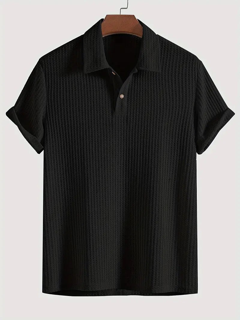 Gino | Men’s Knitted Polo Shirt with Textured
