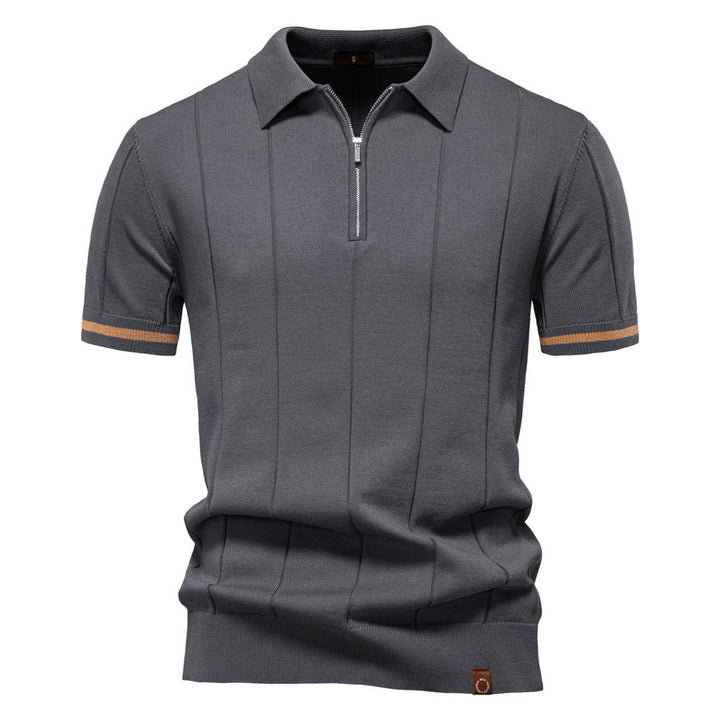 Gunther | Men’s Ribbed Short Sleeve Polo Shirt with Half Zip