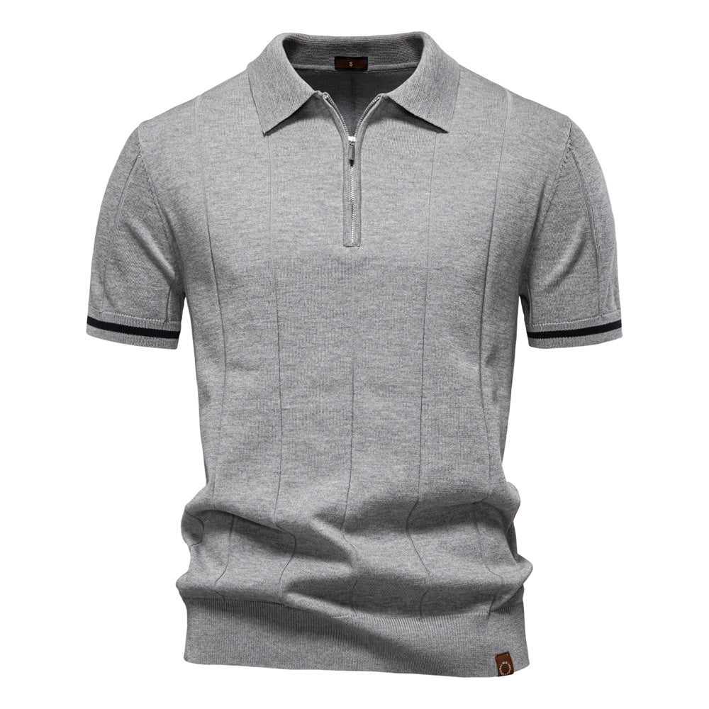 Gunther | Men’s Ribbed Short Sleeve Polo Shirt with Half Zip