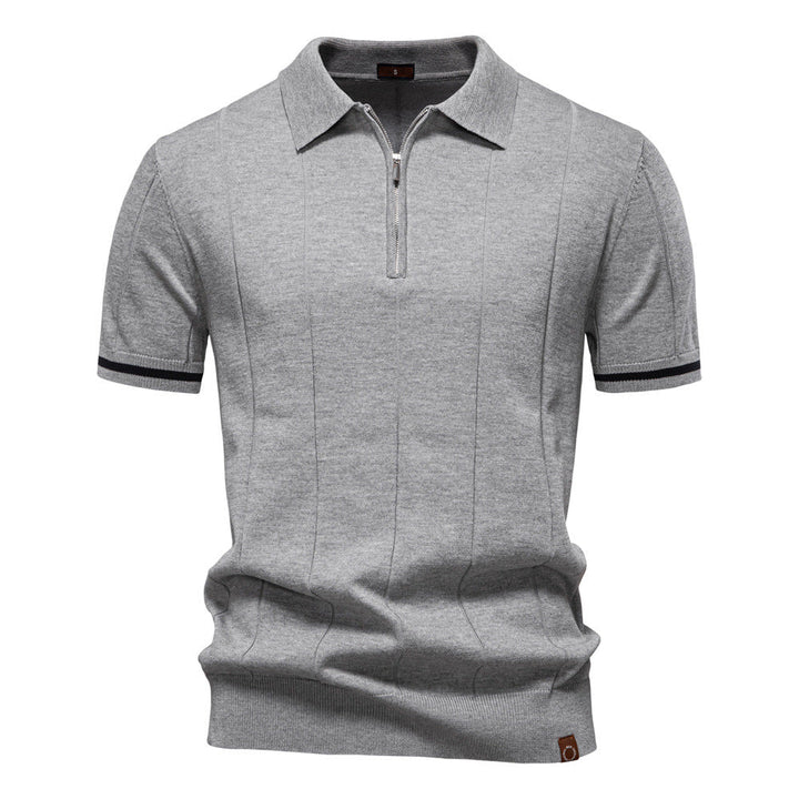 Gunther | Men’s Ribbed Short Sleeve Polo Shirt with Half Zip