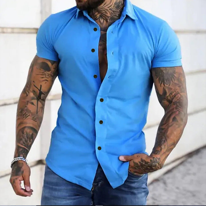 Gareth | Men’s Slim Fit Short Sleeve Shirt with Buttons