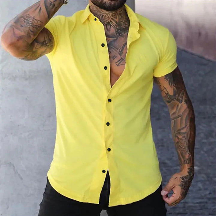 Gareth | Men’s Slim Fit Short Sleeve Shirt with Buttons