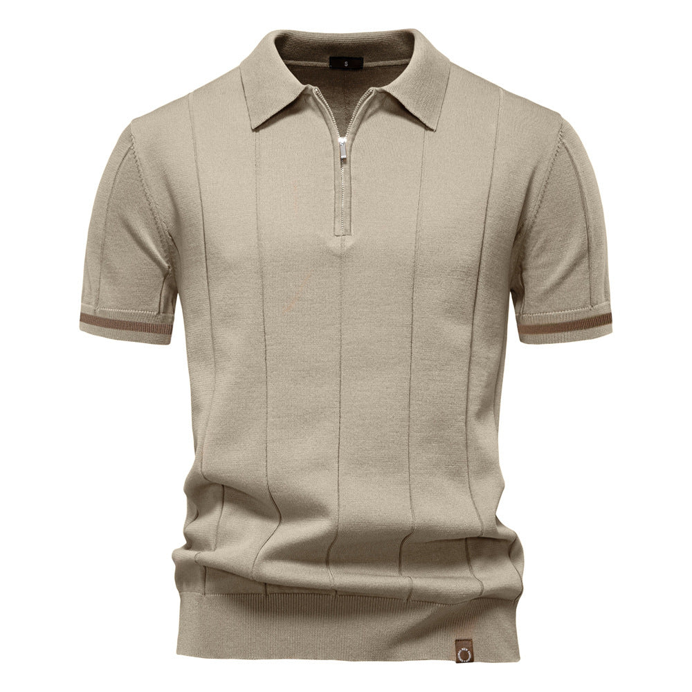 Gunther | Men’s Ribbed Short Sleeve Polo Shirt with Half Zip