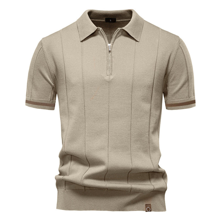 Gunther | Men’s Ribbed Short Sleeve Polo Shirt with Half Zip