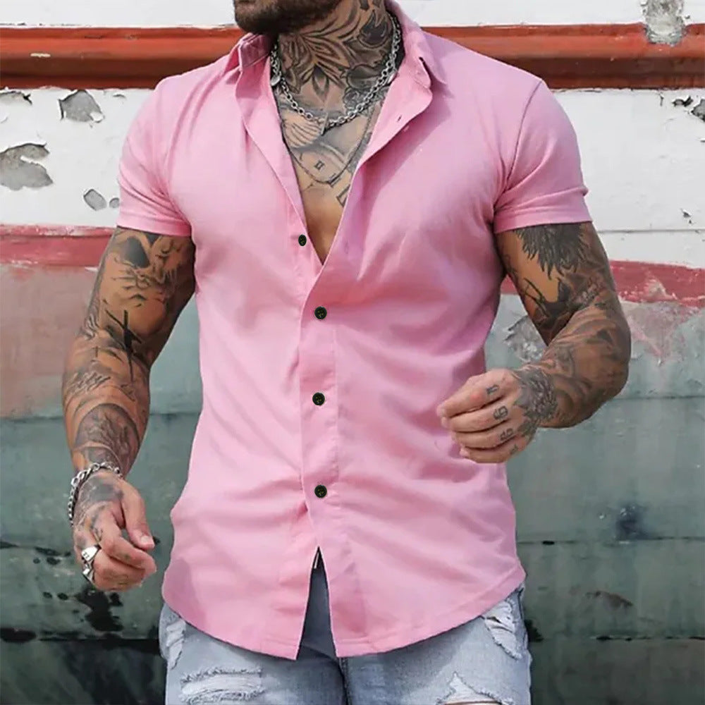 Gareth | Men’s Slim Fit Short Sleeve Shirt with Buttons