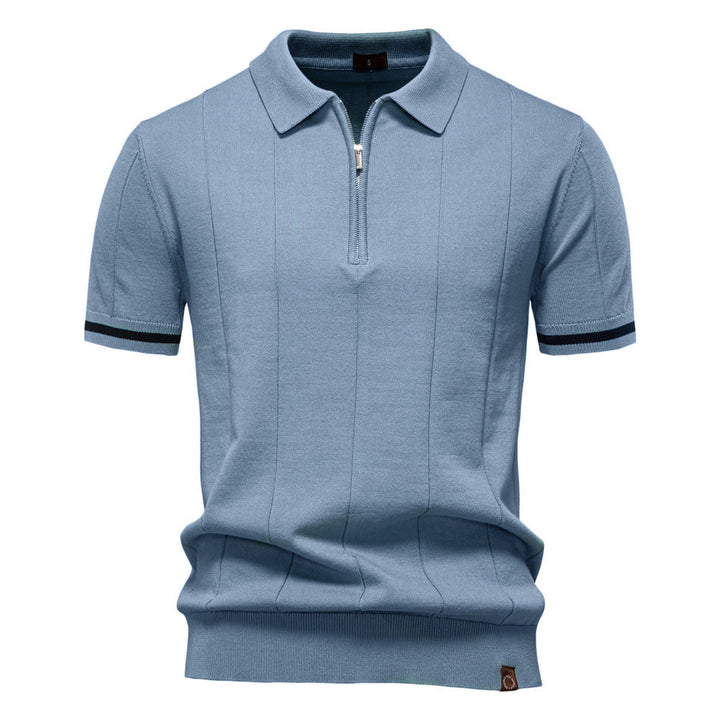 Gunther | Men’s Ribbed Short Sleeve Polo Shirt with Half Zip