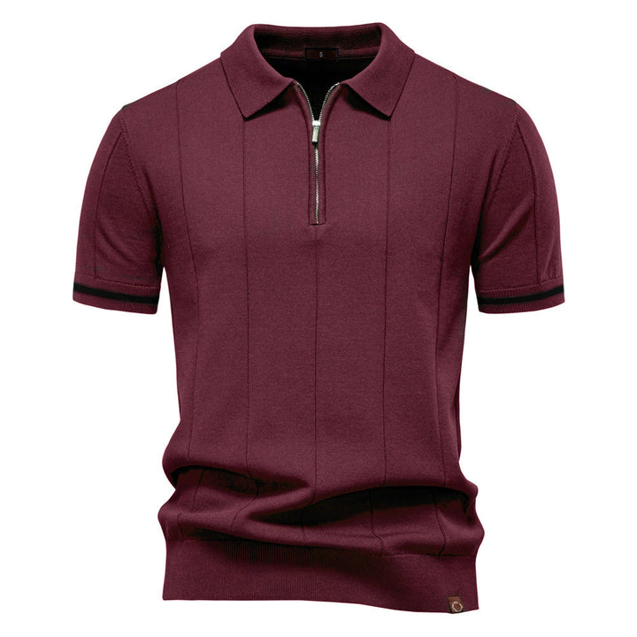 Gunther | Men’s Ribbed Short Sleeve Polo Shirt with Half Zip