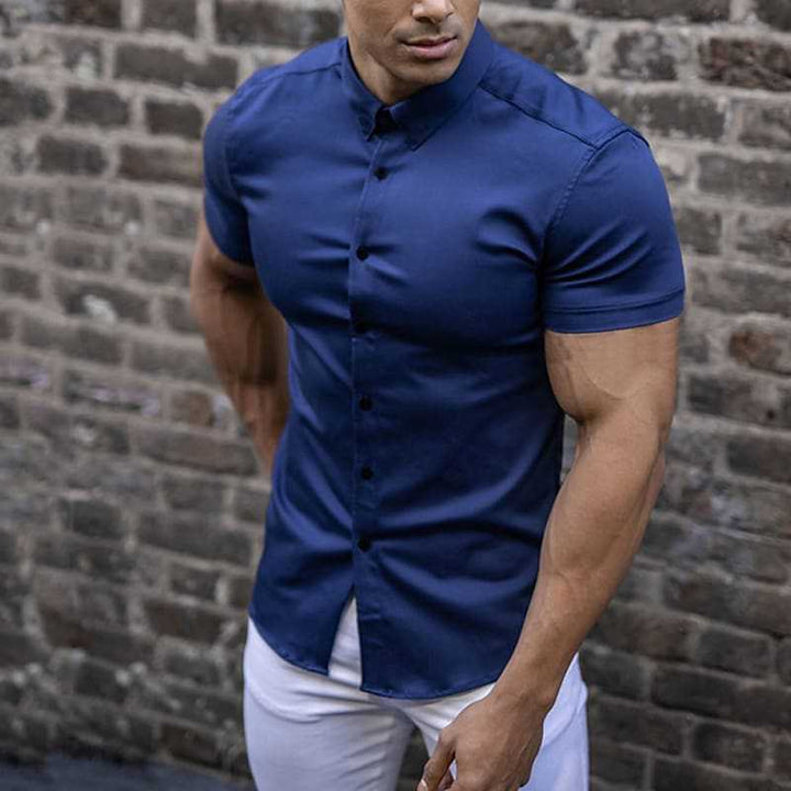 Gareth | Men’s Slim Fit Short Sleeve Shirt with Buttons