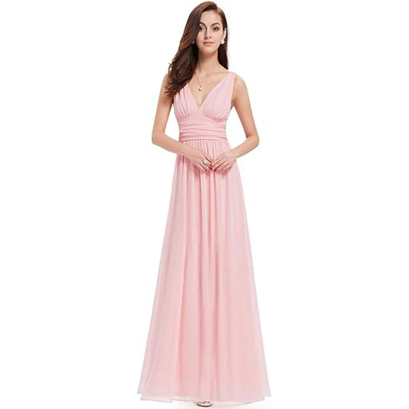 Aliah | Women’s Formal V-neck Maxi Dress with Sleeveless