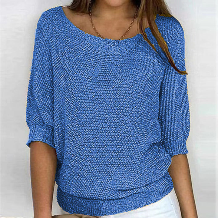 Calienne | Women's Boat Neck Knit Blouse with Half Sleeves