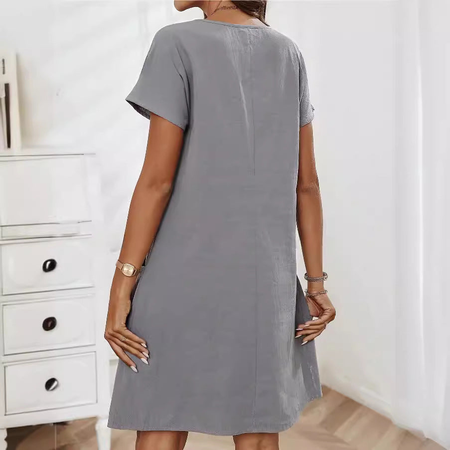 Nortrud | Women’s Short-Sleeve Dress with Zip Neck and Utility Pockets