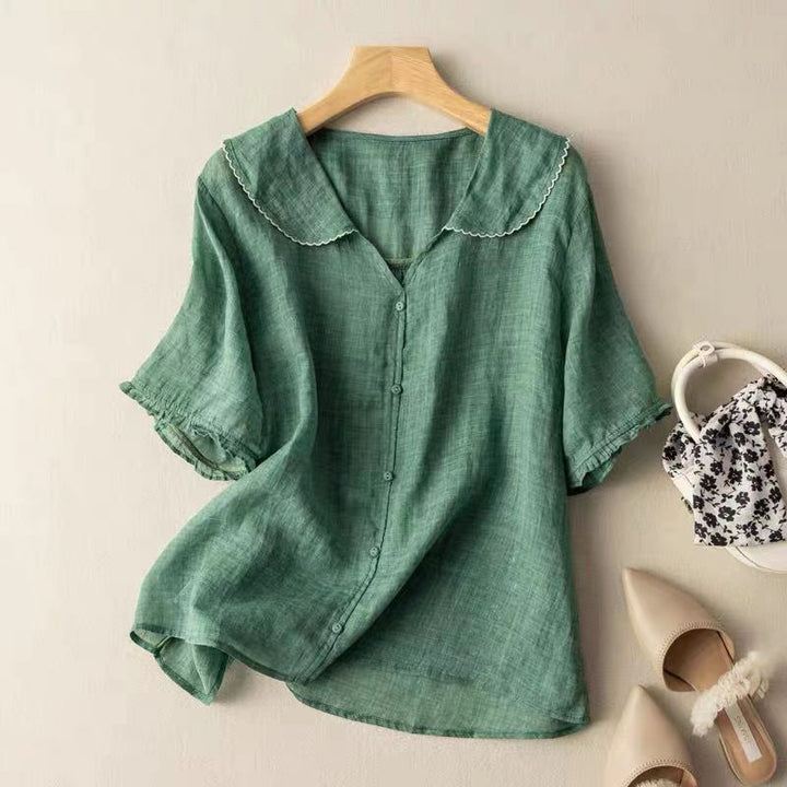 Odessa | Women's Vintage Style Button Detail Blouse with Collar