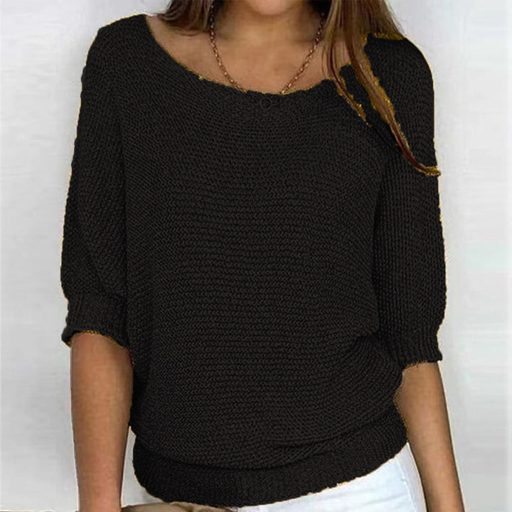 Calienne | Women's Boat Neck Knit Blouse with Half Sleeves