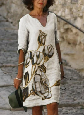 Vanessa | Women's Printed Mini Dress with V-neck and Short Sleeve