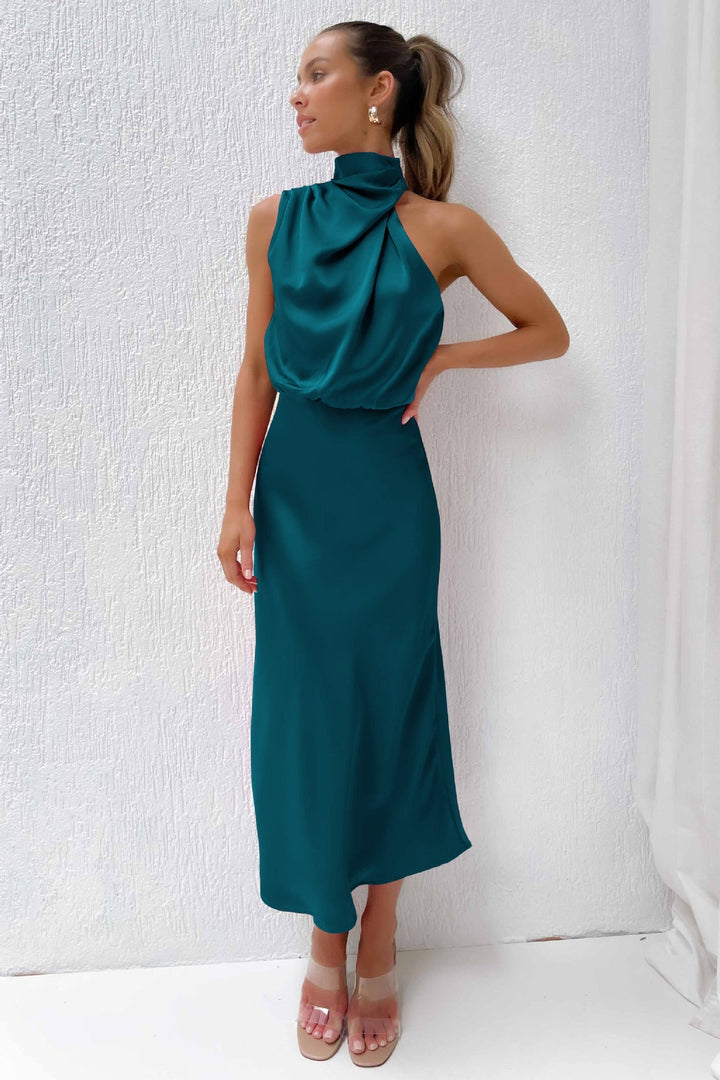 Marzelle | Women's Elegant Halter Satin Dress