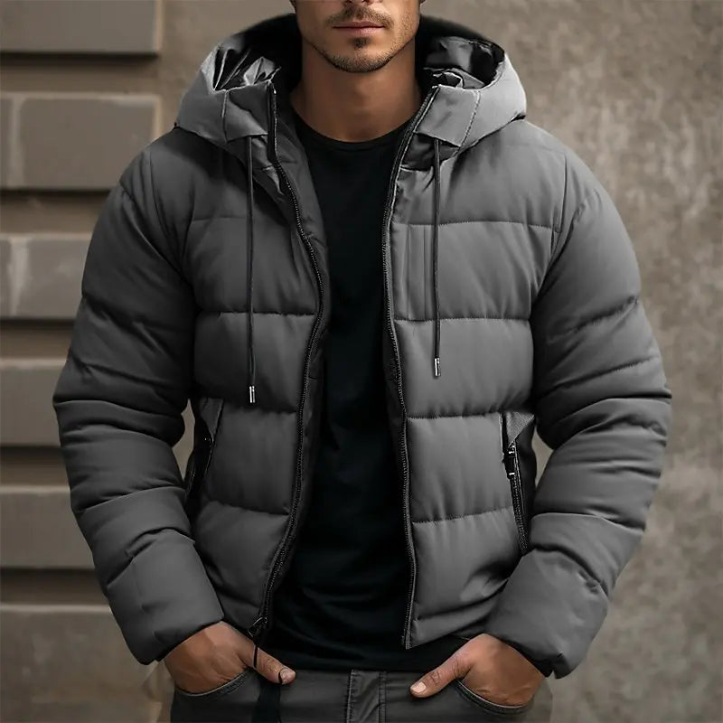 Nordhelm | Men's Puffer Jacket with Hood and Drawstring
