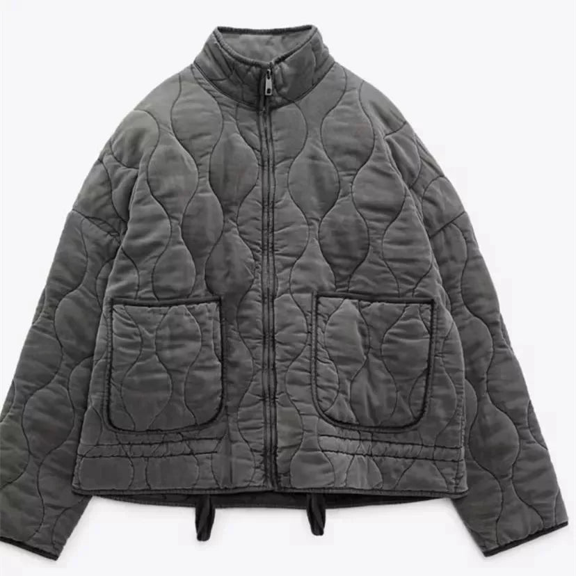Arlene | Women’s Quilted Cotton Jacket with Stand Collar and Pockets